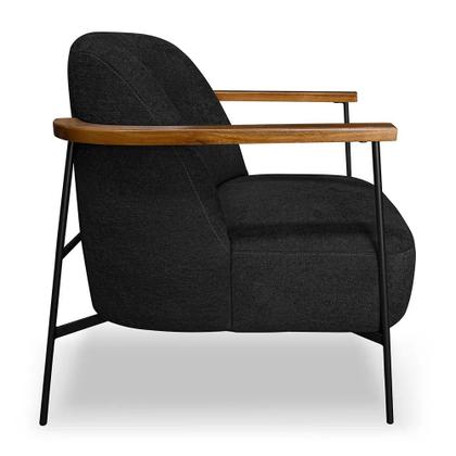 Imagem de Poltrona Decorativa Eros Linho Bouclê com Base de Ferro Preto - SSX Multicoisas