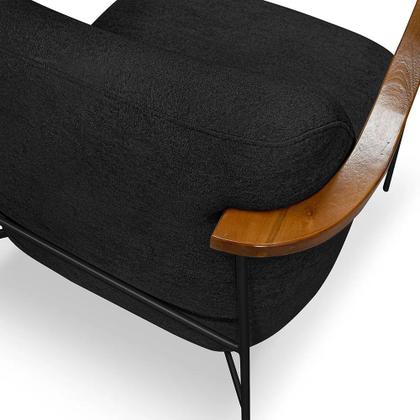 Imagem de Poltrona Decorativa Eros Linho Bouclê com Base de Ferro Preto - SSX Multicoisas