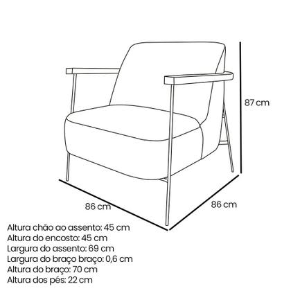 Imagem de Poltrona Decorativa Eros Linho Bouclê com Base de Ferro Preto - SSX Multicoisas