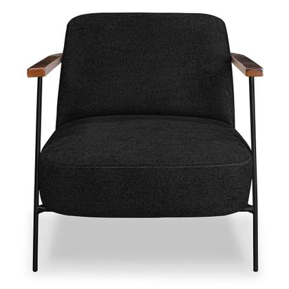 Imagem de Poltrona Decorativa Eros Linho Bouclê com Base de Ferro Preto - SSX Multicoisas