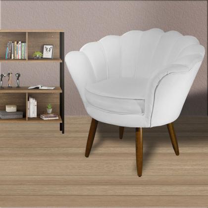 Imagem de Poltrona Decorativa Estofada Para Sala de Estar Pétala Suede Branco - LM DECOR