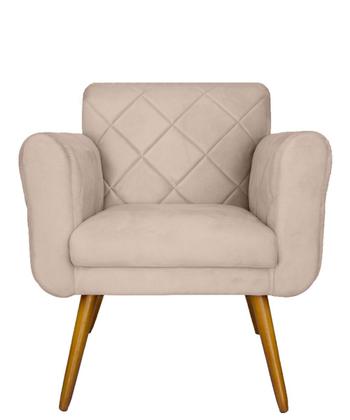 Imagem de Poltrona Decorativa Estofada Para Sala de Visitas Isabella Corano Bege - LM DECOR
