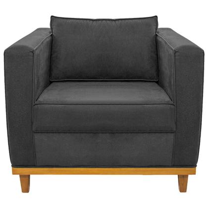 Imagem de Poltrona Decorativa Europa Linho Chumbo Amarena Móveis