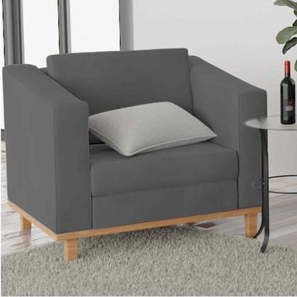 Imagem de Poltrona Decorativa Europa Linho Chumbo Amarena Móveis