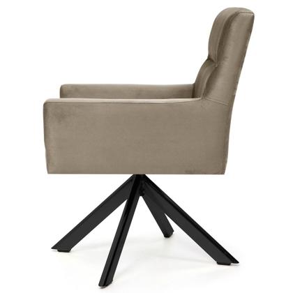 Imagem de Poltrona Decorativa Giratória Base Eiffel Preto Angel B-68 Veludo Marrom - Domi