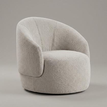 Imagem de Poltrona Decorativa Giratória Saara Orgânica Sala de Estar Bouclê Bege - Desk Design