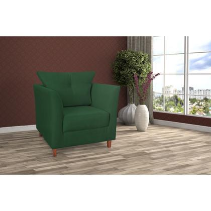 Imagem de Poltrona Decorativa Isis Pés de Madeira Suede Verde