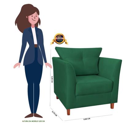 Imagem de Poltrona Decorativa Isis Pés de Madeira Suede Verde