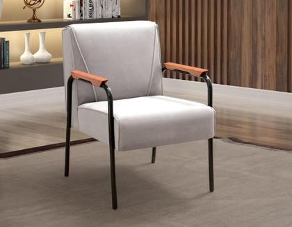 Imagem de Poltrona Decorativa Jade Cadeira Braço Metal Moderna Sala, Recepção