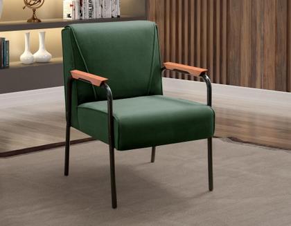 Imagem de Poltrona Decorativa Jade Cadeira Braço Metal Moderna Sala, Recepção