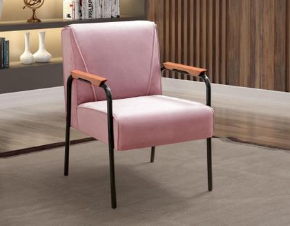 Imagem de Poltrona Decorativa Jade Cadeira Braço Metal Moderna Sala, Recepção