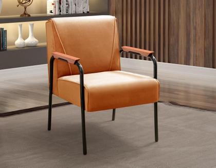 Imagem de Poltrona Decorativa Jade Cadeira Braço Metal Moderna Sala, Recepção