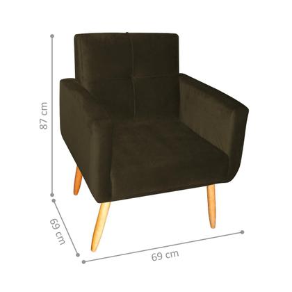 Imagem de Poltrona Decorativa Juan Veludo Turkey Marrom