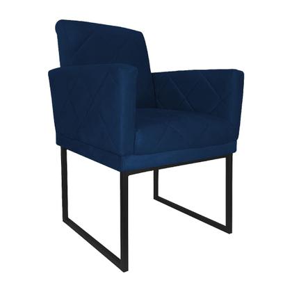 Imagem de Poltrona Decorativa Klara Base Preto Veludo Azul Marinho - Montanaris Decor