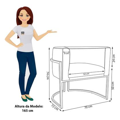 Imagem de Poltrona Decorativa Luna Com Base Fixa Dourada material sintético