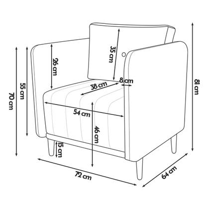 Imagem de Poltrona Decorativa Luxo Para Sala Escritório Recepção Aviv Tecido Linho Premium