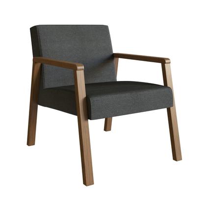 Imagem de Poltrona Decorativa Madeira Maciça Jequitibá Assento com Persintas Slim Cinza/Marrom