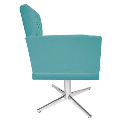Imagem de Poltrona Decorativa Nanda Base Giratória de Metal Sala de Estar Quarto Suede Azul Turquesa - DAMAFFÊ MÓVEIS
