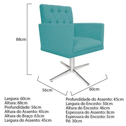 Imagem de Poltrona Decorativa Nanda Base Giratória de Metal Sala de Estar Quarto Suede Azul Turquesa - DAMAFFÊ MÓVEIS