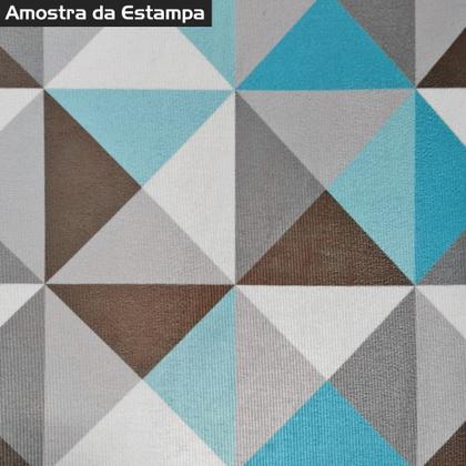 Imagem de Poltrona Decorativa Nina Triangulo Azul Pés Madeira Castanho Rodapé