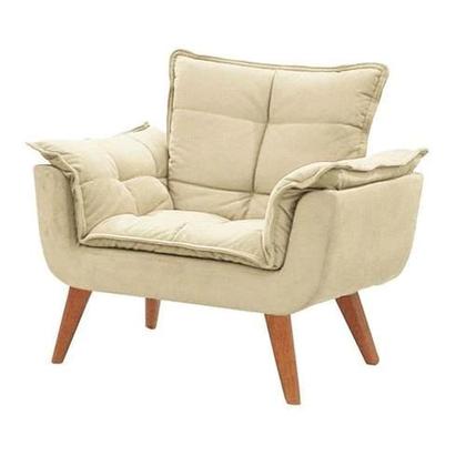 Imagem de Poltrona Decorativa Opala Escritório Recepção Suede Marfim - Kimi Design