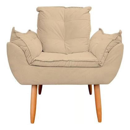 Imagem de Poltrona Decorativa Opala Sala de Estar Tecido Suede Bege Kimi Decor