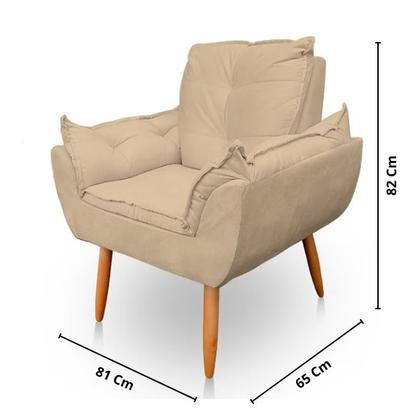 Imagem de Poltrona Decorativa Opala Sala de Estar Tecido Suede Bege Kimi Decor