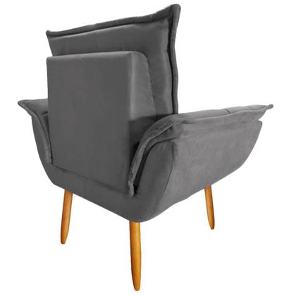 Imagem de Poltrona Decorativa Opala Suede Grafite Luxo para escritório