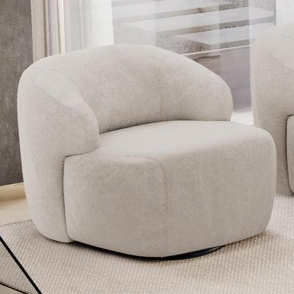 Imagem de Poltrona Decorativa Orgânica Giratória Para Sala Living Barolo L06 Bouclê Bege - Lyam Decor