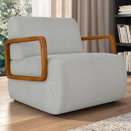 Imagem de Poltrona Decorativa Orgânica para Sala Kit 2 Belarus K04 Bouclê Cinza Claro - Mpozenato