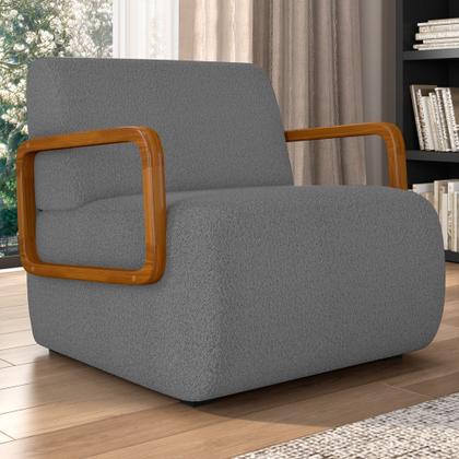 Imagem de Poltrona Decorativa Orgânica para Sala Kit 2 Belarus K04 Bouclê Cinza - Mpozenato