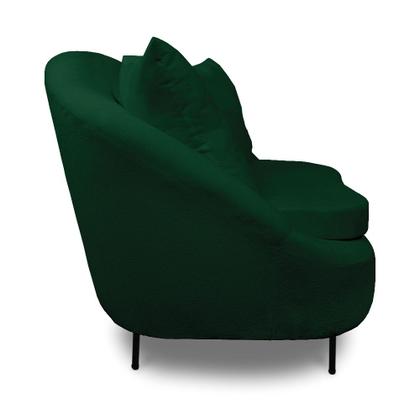 Imagem de Poltrona Decorativa Orgânica Pé Ferro Preto Kit 2 Zaya Bouclê Verde C05 - D'Rossi