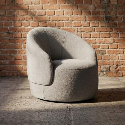 Imagem de Poltrona Decorativa Orgânica Saara Sala de Estar Living Luxo Bouclê Bege - Desk Design