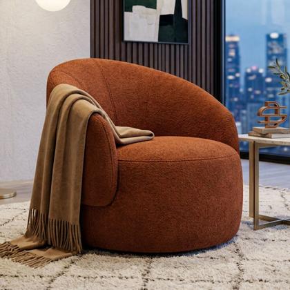 Imagem de Poltrona Decorativa Orgânica Saara Sala de Estar Living Luxo Bouclê Terracota - Abmaza