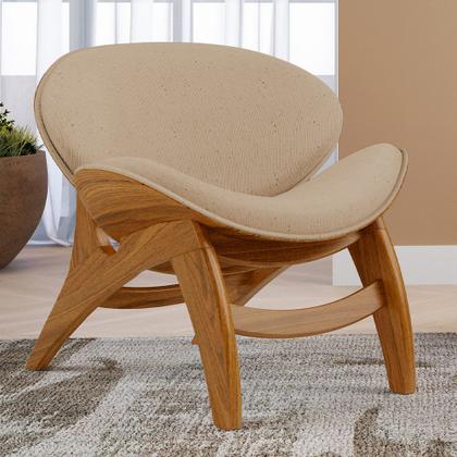 Imagem de Poltrona Decorativa Orgânica Sala Living Kadosh L02 Linho Bege Escuro - Lyam Decor