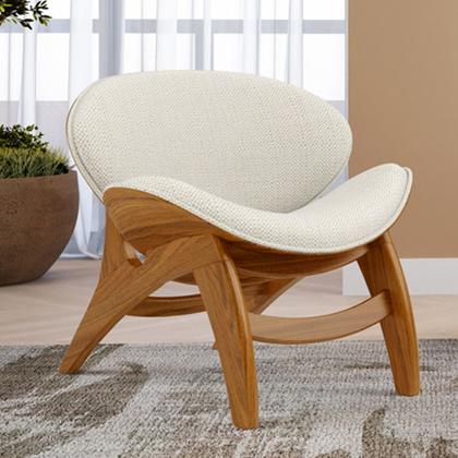 Imagem de Poltrona Decorativa Orgânica Sala Living Kadosh L02 Linho Champagne - Lyam Decor