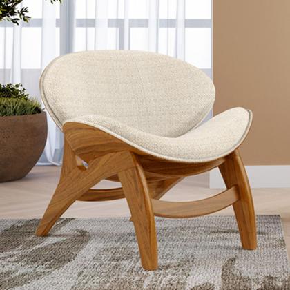 Imagem de Poltrona Decorativa Orgânica Sala Living Kadosh L02 Linho Palha - Lyam Decor