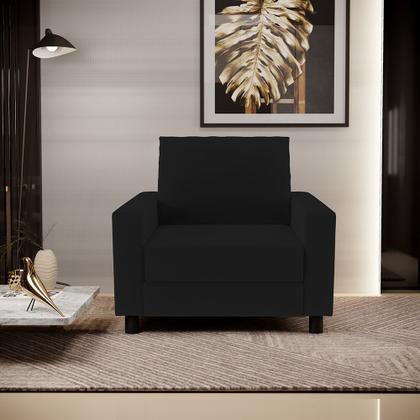 Imagem de Poltrona Decorativa Para Sala De Estar E Recepção Malta L02 Suede Preto - Lyam Decor
