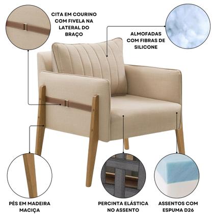 Imagem de Poltrona Decorativa para Sala de Estar Orion Linho
