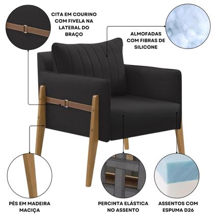 Imagem de Poltrona Decorativa para Sala de Estar Orion Preto