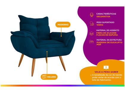 Imagem de Poltrona Decorativa Pés Palito Tóquio Petróleo Matrix