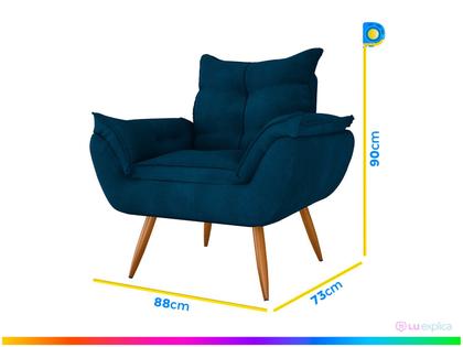 Imagem de Poltrona Decorativa Pés Palito Tóquio Petróleo Matrix