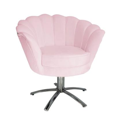 Imagem de Poltrona Decorativa Pétala Base Giratória Metal Suede Rosa Bebê Ms Decor