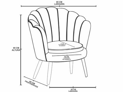 Imagem de Poltrona Decorativa Pétala Luxo Veludo Verde Pés Palito - Visan Estofados