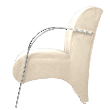 Imagem de Poltrona Decorativa Predoli Braço Aluminio Suede Bege Recepção Sala Quarto Salão de Cabelereiro