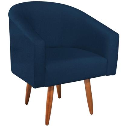 Imagem de Poltrona Decorativa Sala de Estar Recepção Luiza Pés Palito Suede Azul Marinho - Amarena Móveis