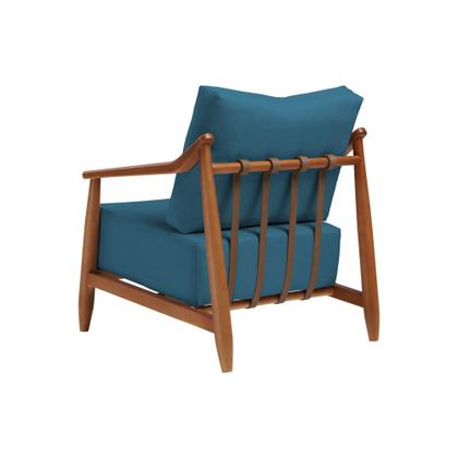 Imagem de Poltrona Decorativa Vita Estofada Linho Azul Marinho - Mel