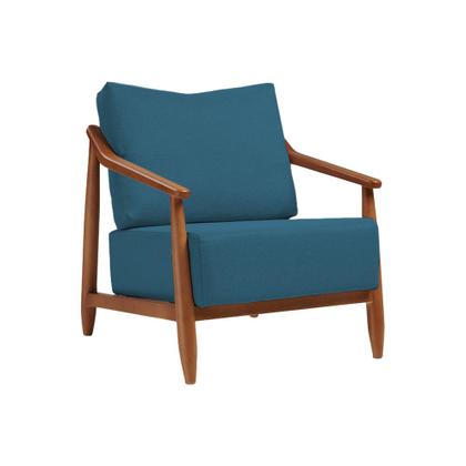 Imagem de Poltrona Decorativa Vita Estofada Linho Azul Marinho - Mel