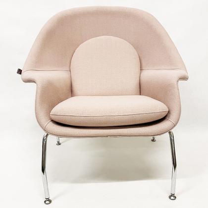 Imagem de Poltrona Decorativa Womb Chair linho cor Rosé Base Cromada