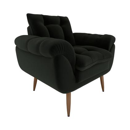 Imagem de Poltrona Decorativa Xangai 1 Lugar Veludo Inca Preto - Matrix